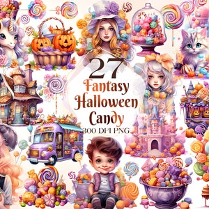 Halloween Candies Watercolor Clipart Bundle - PNG Trick or Treat Images, Sweet Dessert Graphics, Instant Digital Download,Commercial Use