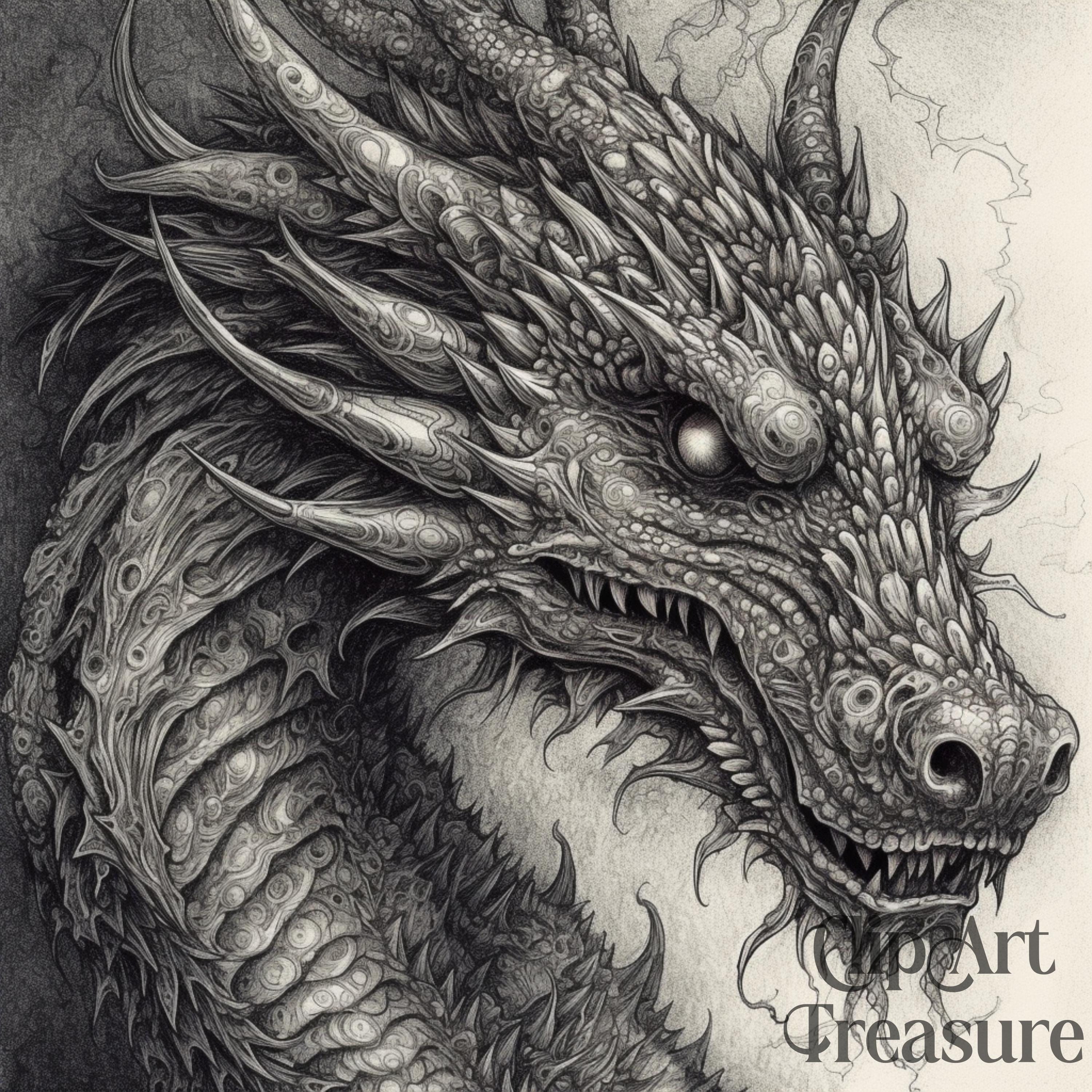 ART - Fantasy dragon drawing Artist Print by Di