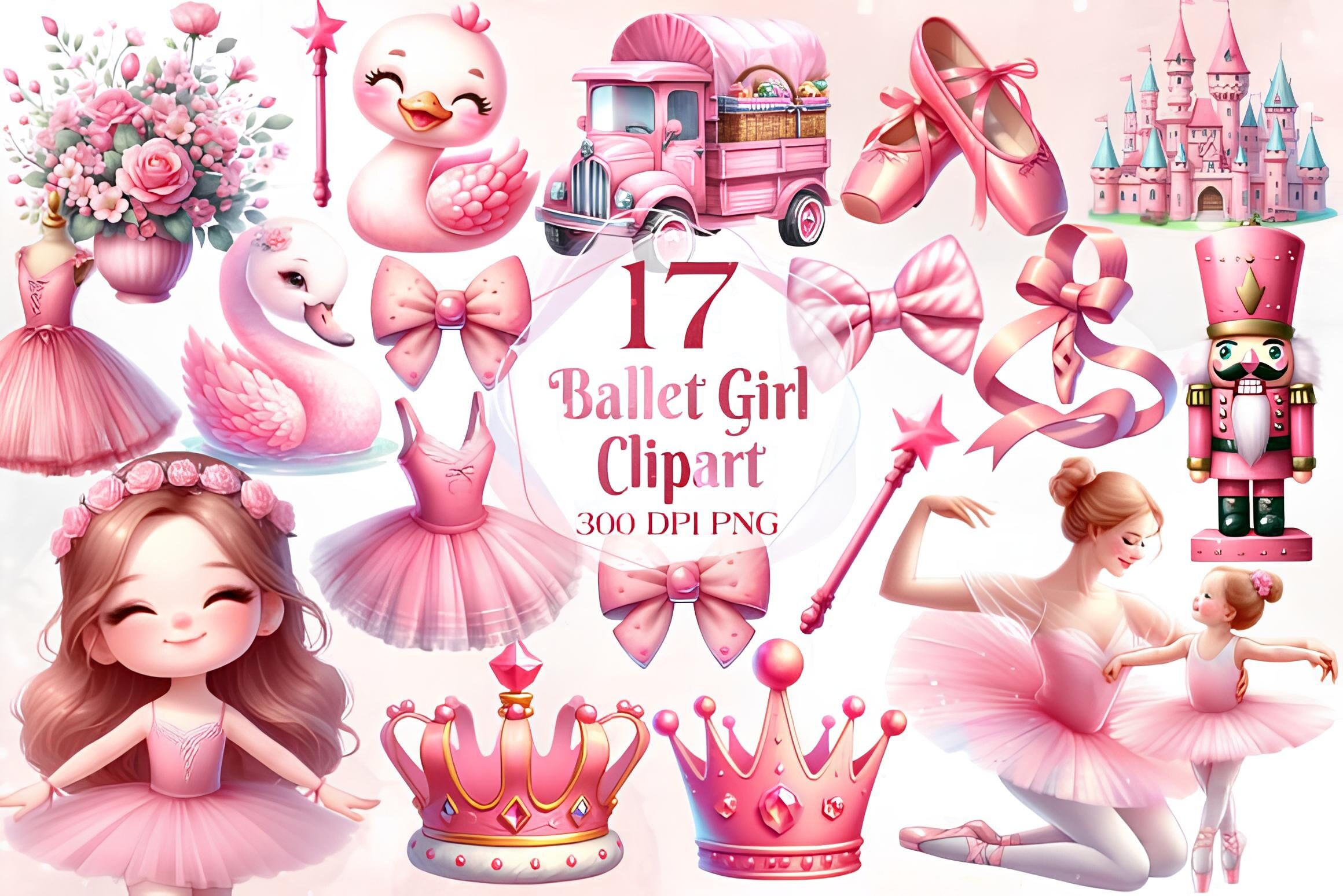 Watercolor Cute Pink Ballerina Clipart, Ballet Girl Swan Nursery ...