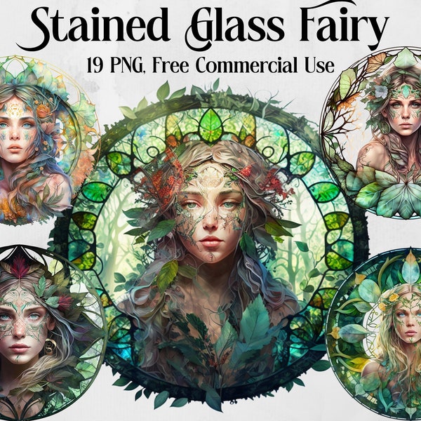 Stained Glass Watercolor Fairy Mandala Clipart. Fantasy and Mystical Clipart Bundle,Fairies Lovers Fantasy Clipart Gift Free commericial use