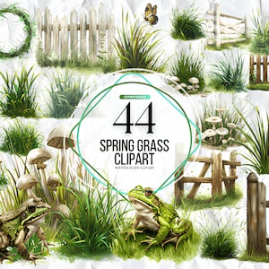 Aquarell Frühling Grass Clipart Bundle - Ostern Clipart Frühling Grasbüschel botanische PNG-Format Sofort-Download für kommerzielle Nutzung