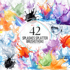 Clipart aquarelle couleur Splash PNG Clipart éclaboussures de peinture Clipart encre alcool Clipart abstrait | PNG, utilisation commerciale, téléchargement immédiat