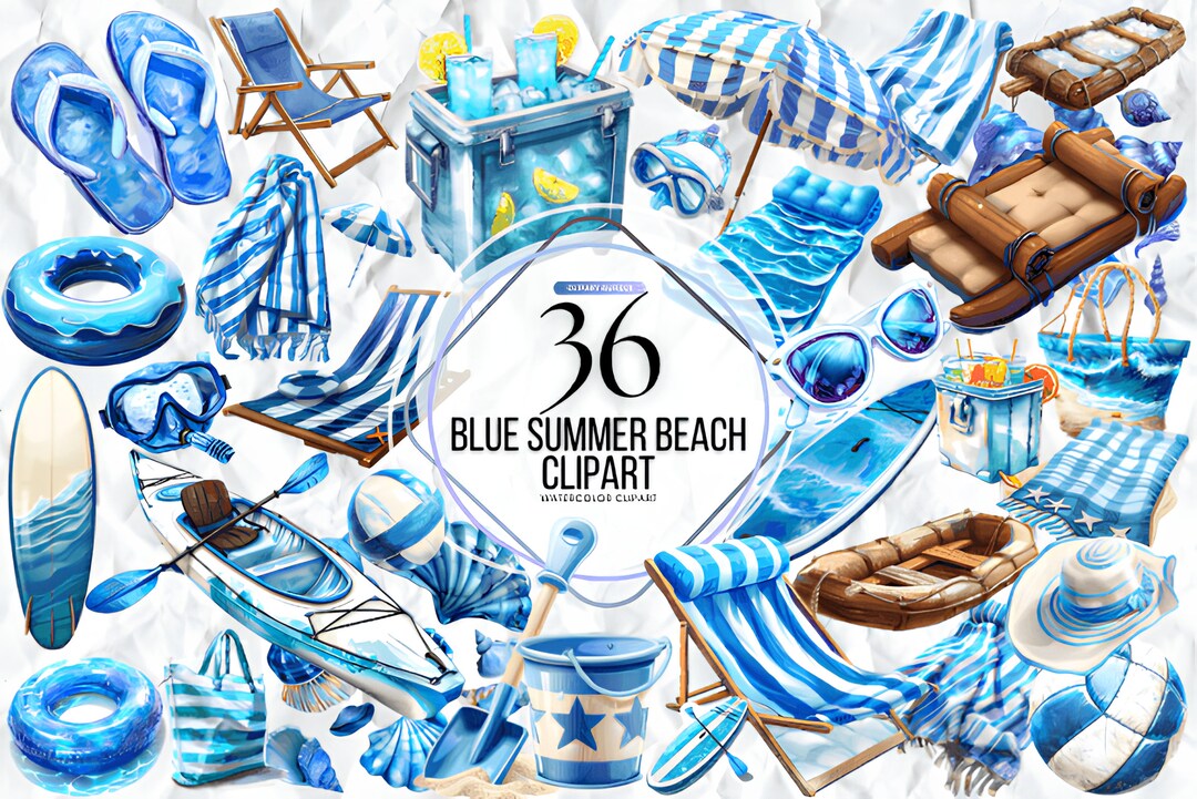 Summer on the Beach Clipart - Cute Summer Clipart, Ocean Scene Clipart ...