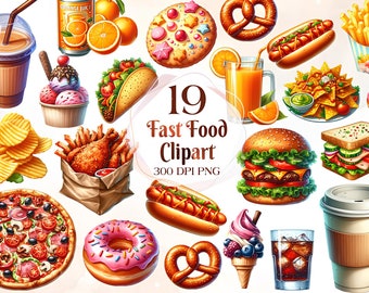 Fast Food Clipart, Fast food png, burger png, pizza clipart, taco clipart, sandwich clipart, ramen clipart, hotdog clipart, foods png