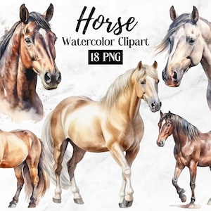 Horse PNG | Horse Clipart Set | Watercolor Horse Sublimation Designs | Western Clipart | Farm Animals PNG | Clipart Bundle