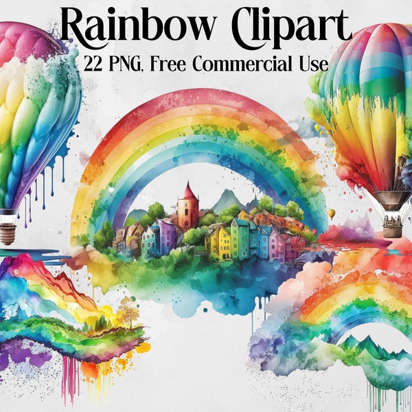 Rainbow clipart, Watercolor Rainbow Clip Art, Background rainbow, Rainbow PNG, bright clip art, Digital watercolor. Free commercial use.