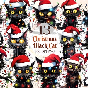 Funny Christmas Black Cat Png Sublimation Clipart, Merry Christmas Png, Christmas Animal Png, Christmas  Black Cat Png, Digital Download