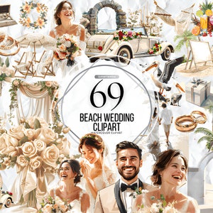 Imágenes prediseñadas de boda de playa, imágenes prediseñadas de boda de verano, imágenes prediseñadas de boda azul, imágenes prediseñadas de boda tropical, ilustración de boda, imágenes prediseñadas de anillo de boda