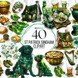 Watercolor St. Patrick&#39;s Day Clipart | Leprechaun, Shamrock, Celtic Knot, Irish Green Illustrations | Instant Download for Commercial Use