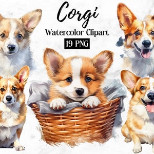 Corgi Clipart - 19 High Quality PNGs - Digital Download - Card Making, Clip Art, Digital Paper Craft, Dog Lovers Digital Wall Art Clipart