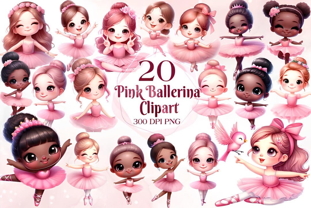 Watercolor Cute Pink Ballerina Clipart, Ballet Girl Swan Nursery ...