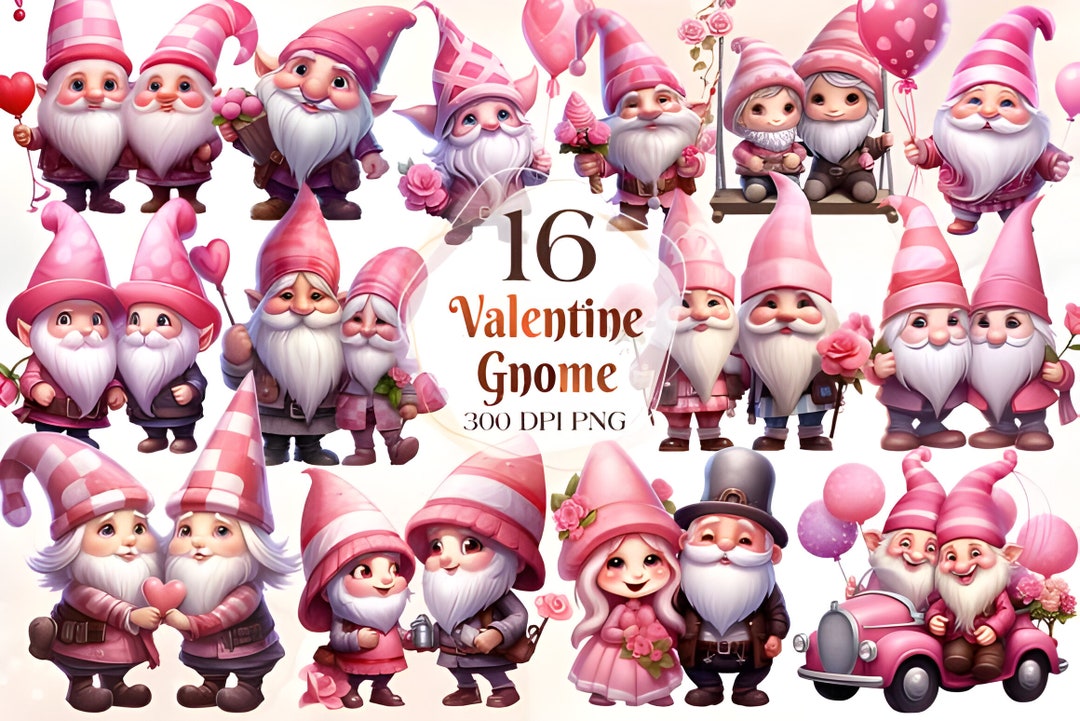 Valentines Gnome Clipart Bundle, Valentines Clipart, Valentines Png ...