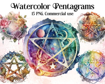 Watercolour Pentagram Clipart, Wiccan png, magic clip art, mystical clipart, witchcraft png clipart, pagan clipart png, pagan png, witches