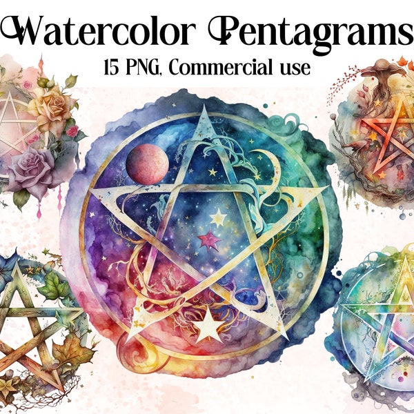 Watercolour Pentagram Clipart, Wiccan png, magic clip art, mystical clipart, witchcraft png clipart, pagan clipart png, pagan png, witches