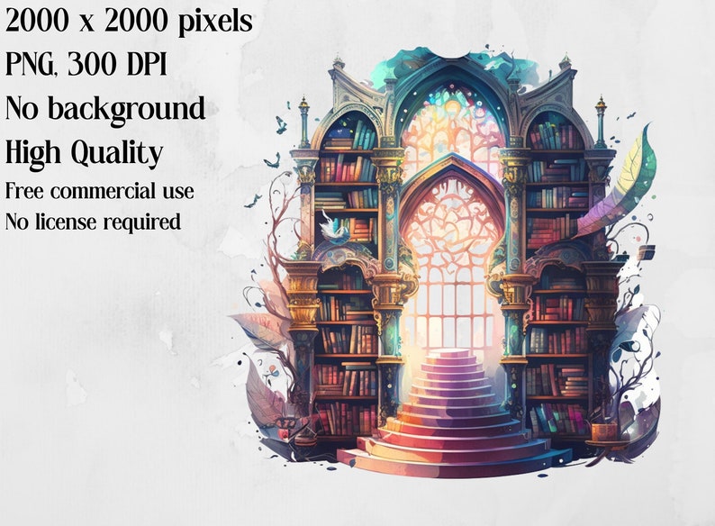 Watercolour Cozy Library Clipart Bundle Bookshelf Bookcase - Etsy