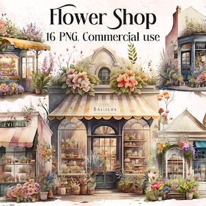 Flower shop clipart, floral shop png, flower market, watercolour shop illustration, cute flower shop,trend png, commercial use, scrapbooking