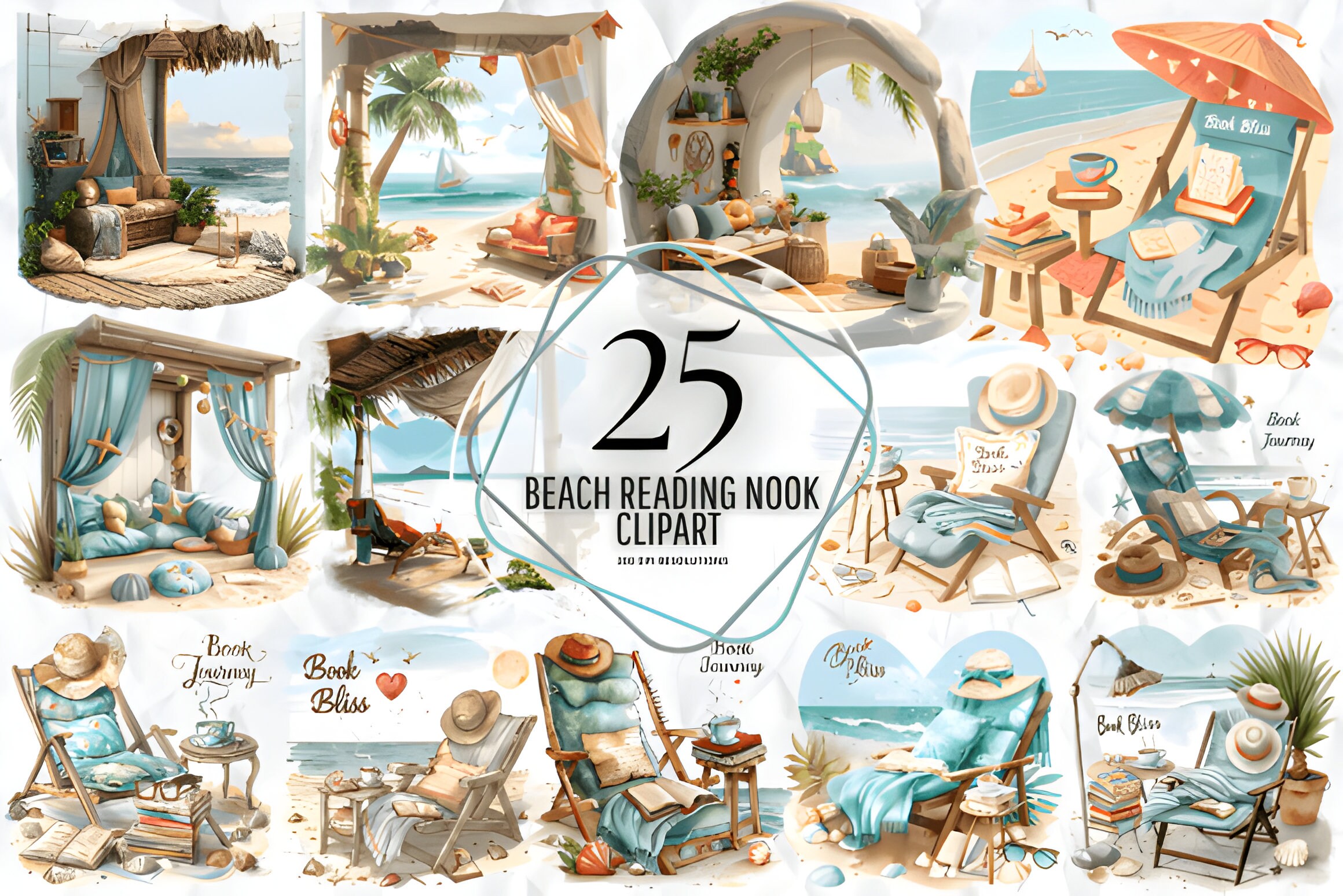 Beach Reading Nook Clipart - Reading on a Beach Png, Summer Reading ...