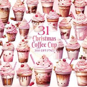 Christmas Pink Coffee PNG Bundle 31 Png, Christmas Coffee Png, Christmas Bundle, Snowman Reindeer, Pink Christmas Coffee Png,Printable File