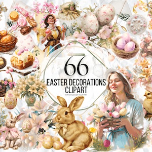66 Ostern Dekorationen Clipart, Ostern Korb Clipart, Boho Ostern Clipart, Osterhase Clipart Png, Osterdorf Clipart, Osterszene Clipart