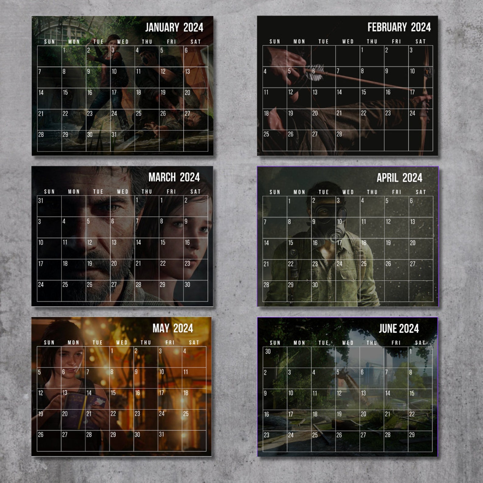 The Last of Us Printable Calendar 2025, Gaming, Game, Game Room Decor