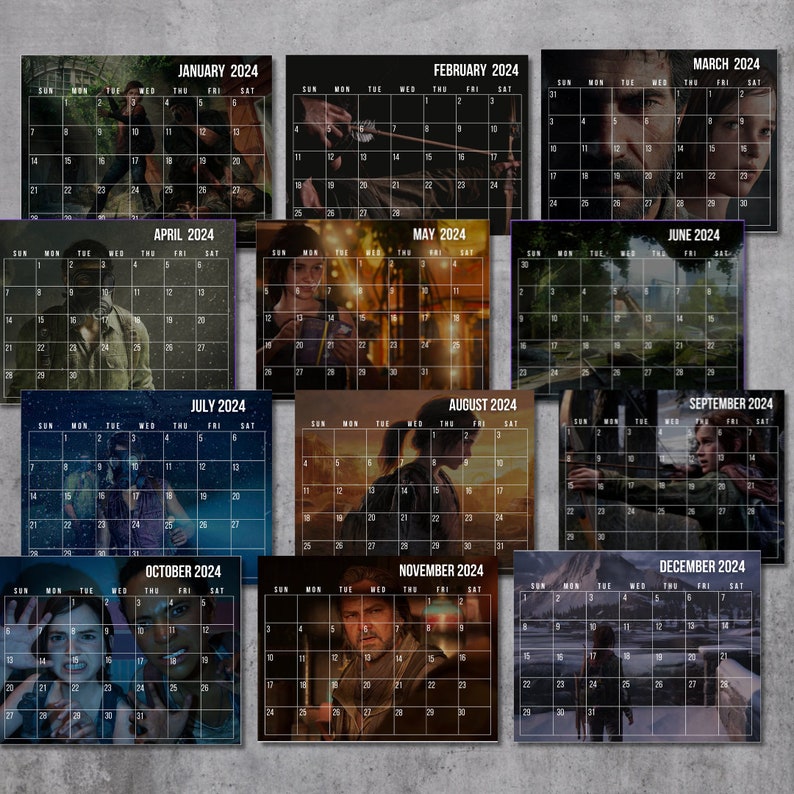 The Last of Us Printable Calendar 2024, Gaming, Game, Game Room Decor