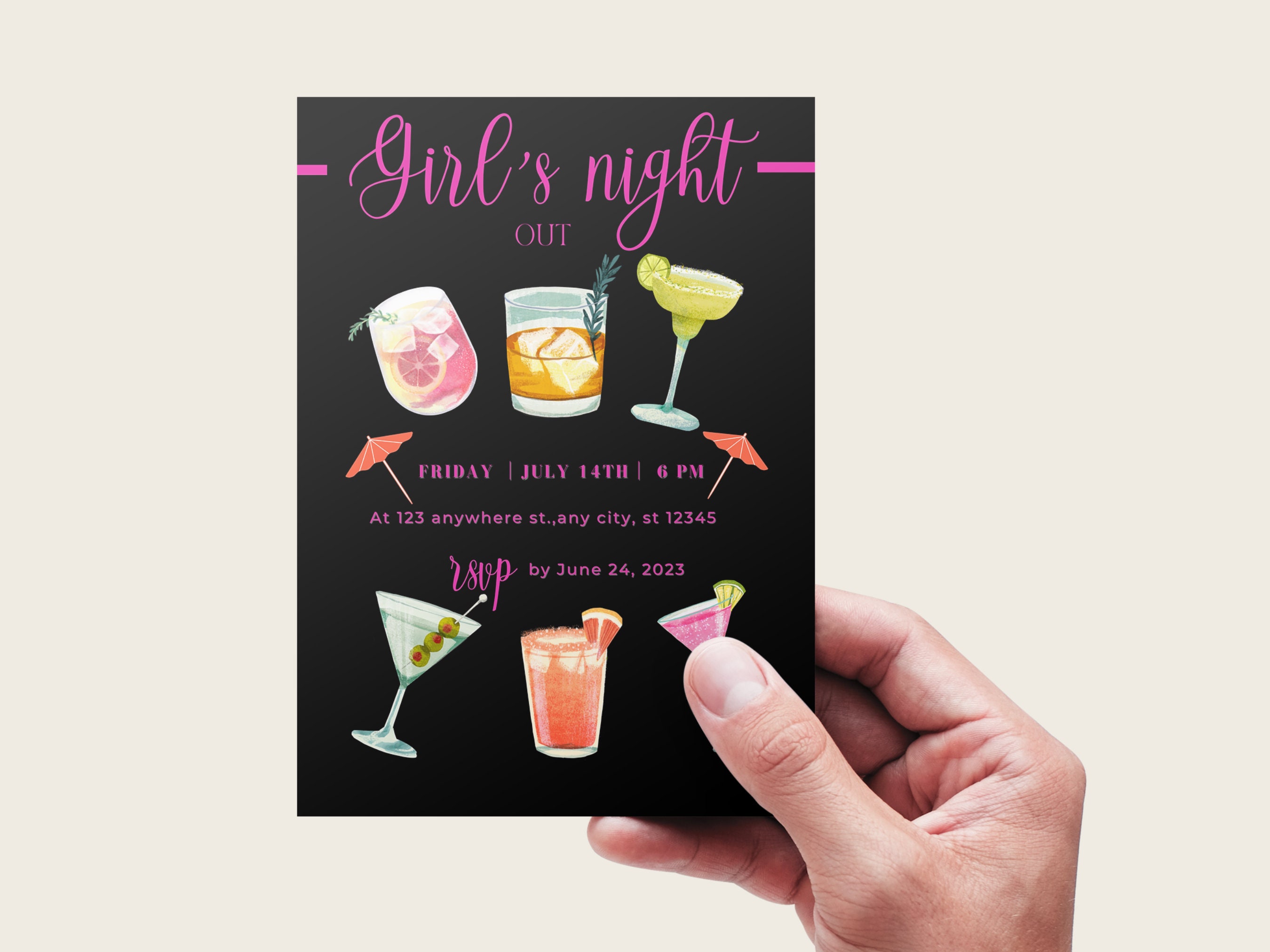 Girls Night Out Invitation Template, Girls Night Invite, Ladies Night ...