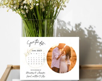 Electronic Save The Date Calendar Template, Save The Date with Photo, Minimal Save The Date, Editable Modern Wedding Digital Invitation