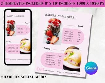Bakery Menu, Bakery Pricelist Template, Bakery Flyer, Bakery Menu, Bakery Business Template, Edit On Canva, Printable Bakery Pricelist