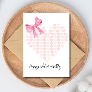 Aquarell Schleife Valentine Geschenkanhänger, alles Gute zum Geburtstag rosa Schleife, Sofort Download, Valentinstag, Feminine Geburtstagskarte, Jubiläumskarte