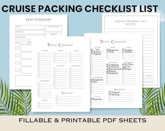 Cruise Packing Checklist, Fillable/Printable PDF, Cruise Checklist 2023, Blank Checklist For Mobile, Travel Packing List, Digital Download,