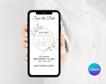 Modello elettronico Save The Date, modello Canva, invito Save Our Date per matrimonio, Save The Date minimalista, invito digitale moderno