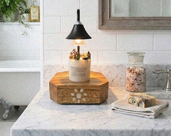 Candle Warmer Lamp with Quartz Crystal – Wooden Wax Melt Warmer for Scented Candles