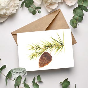Aquarelle de pomme de pin | Art mural et carte de voeux à téléchargement numérique | Oeuvres d'art rustiques pour la décoration intérieure ou les cadeaux
