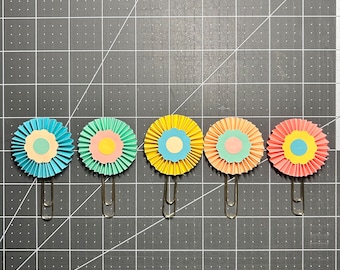 Handmade Floral Paper Clip Bookmarks: Pastel Planner Accessories