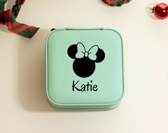 Custom Leather Jewelry Box, Travel Jewelry Case, Personalized Jewelry Case, Disney Lover Gift, Bestfriend Gift, Girlfriend Gift