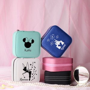 Custom Leather Jewelry Box, Travel Jewelry Case, Personalized Jewelry Case, Disney Lover Gift, Bestfriend Gift, Girlfriend Gift