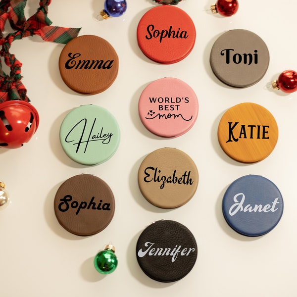 Custom Leather Pocket Mirror, Personalized Vegan Leather Mirror, Personalized Gift for Women, Custom Woman Party Gift, Party Favor Ideas