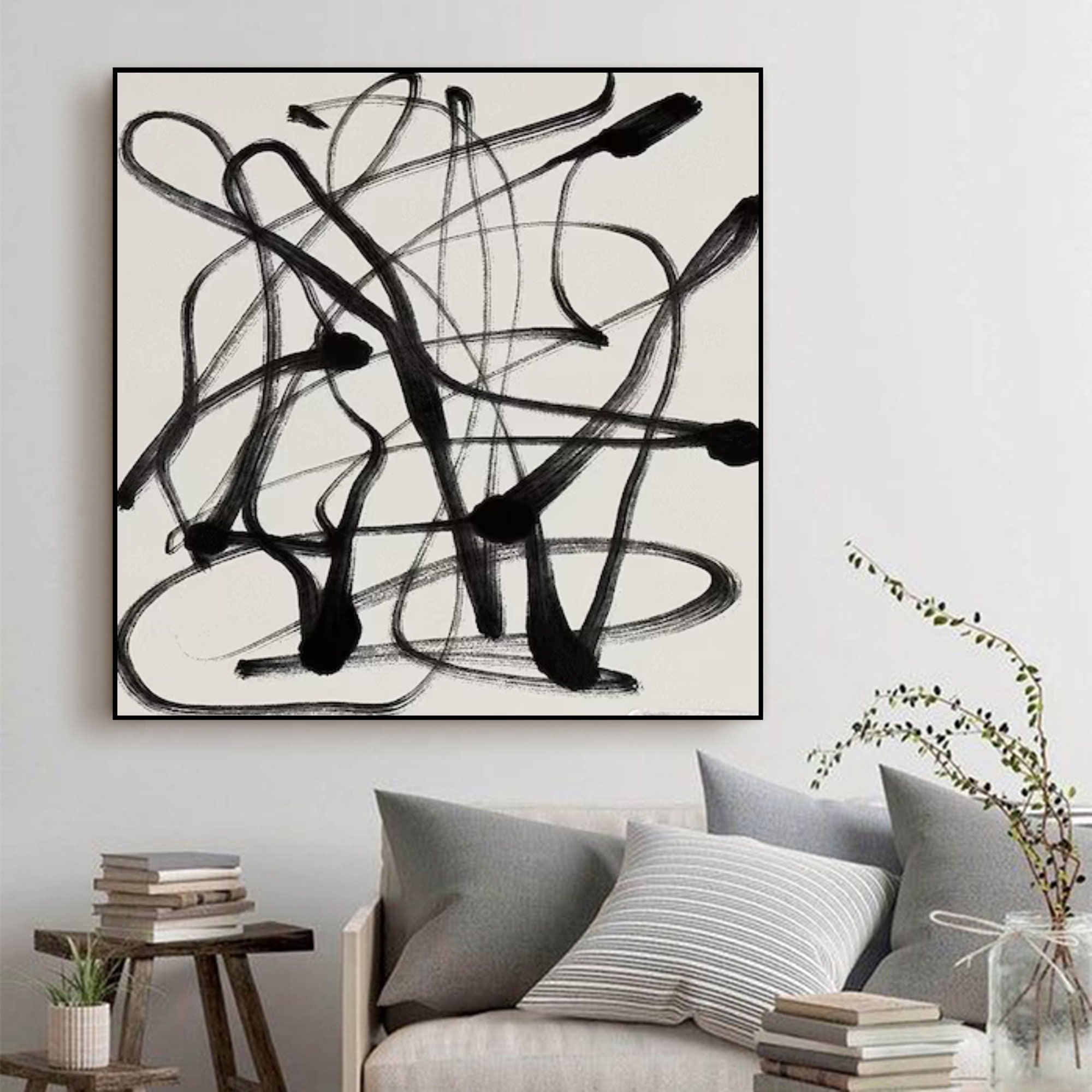 Black and White Abstract Art Black and White Textured Wall Art Modern ...