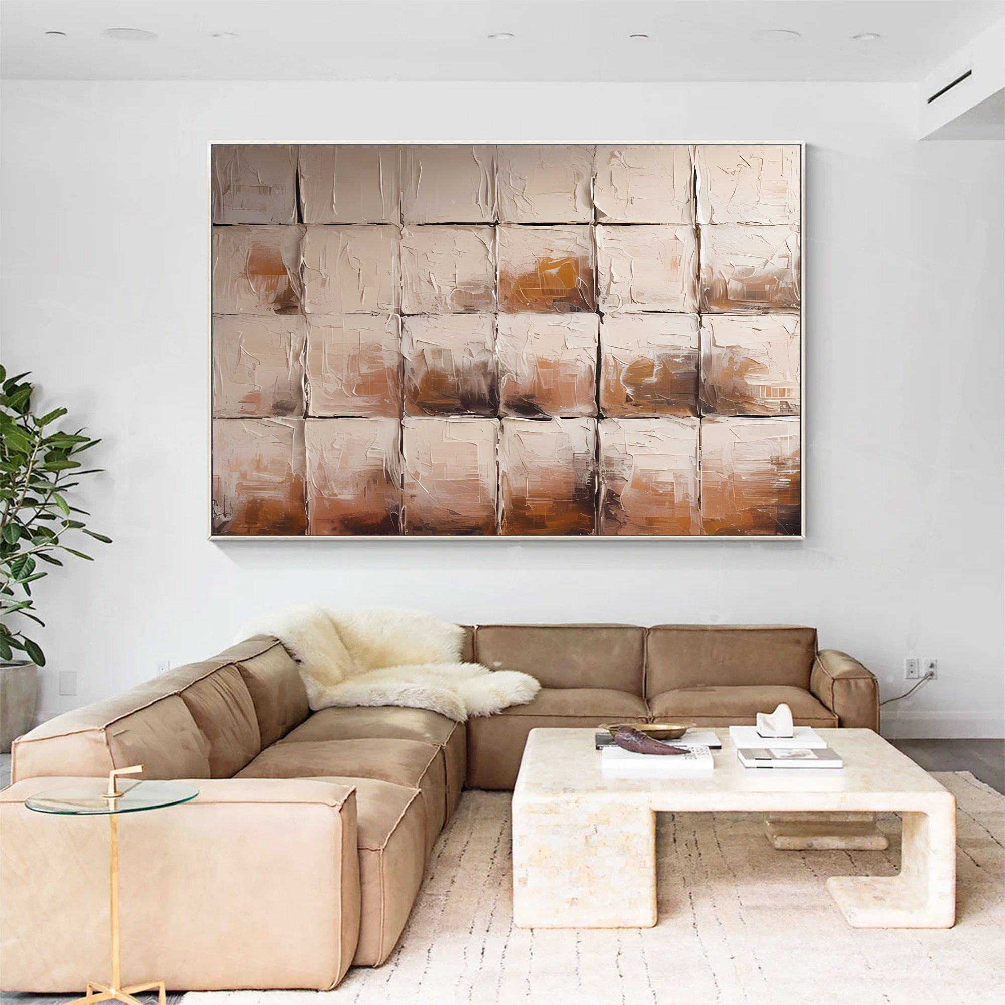 Beige Brown Abstract Painting on Canvas Beige Painting Brown - Etsy