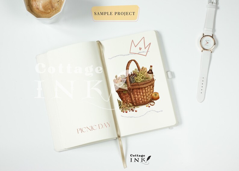 Cottagecore Picnic Clipart Bundle Watercolor Picnic Basket Etsy