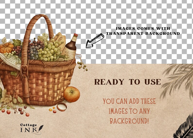 Cottagecore Picnic Clipart Bundle Watercolor Picnic Basket Etsy