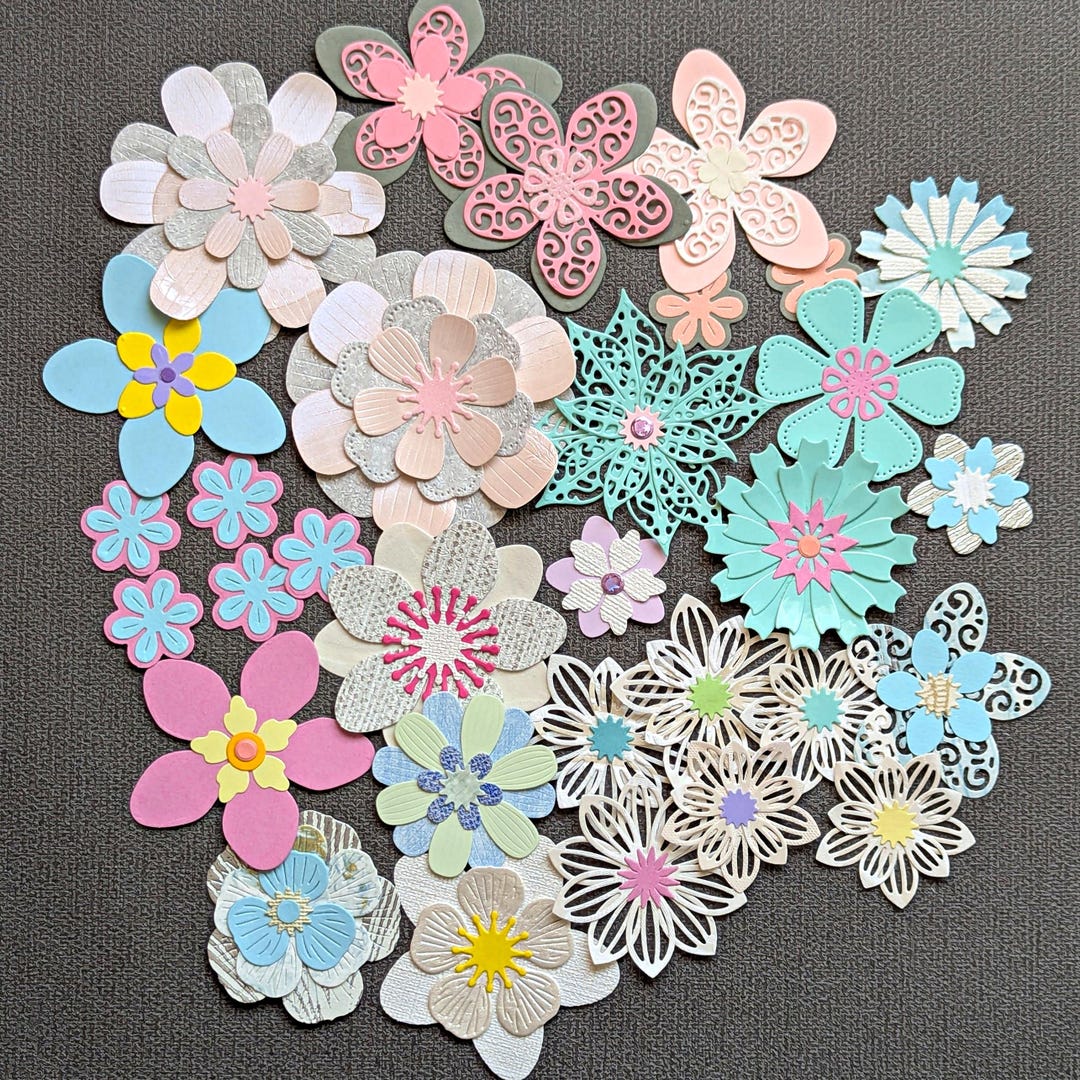 Layered Die Cut Paper Flowers 30 Flowers LPM Etsy