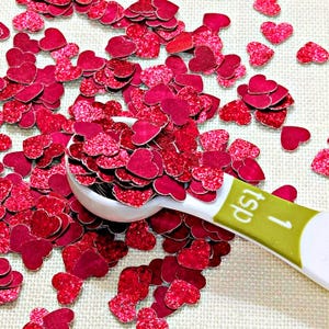 Sparkling Hearts Confetti | Tiny Red Glitter Hearts | Sold by the Teaspoon ||  :HTM*