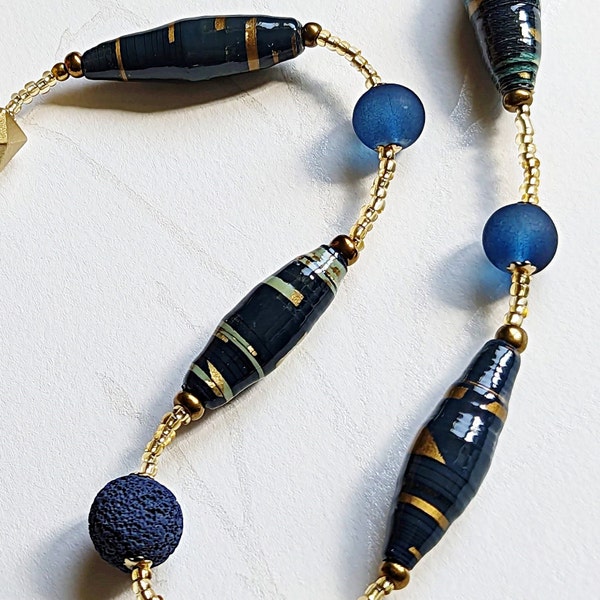 Metal Free Necklace Navy and Gold Metal Free Necklace      :NBR