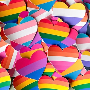 Pride Flag Heart Sticker | Matt Vinyl Stickers, Laptop/Journal Decal, LGBTQ Pride, Lesbian, Bisexual, Transgender, Pansexual