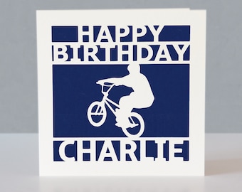 Carte d'anniversaire BMX personnalisée