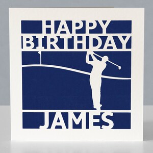Carte d'anniversaire de golf personnalisée pour fan de golf - Carte de voeux de golf en papier découpée main image 4
