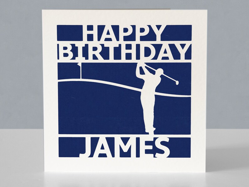 Carte d'anniversaire de golf personnalisée pour fan de golf - Carte de voeux de golf en papier découpée main image 4
