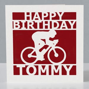 Carte d'anniversaire cycliste personnalisée pour cycliste - carte de voeux cycliste en papier découpé image 5