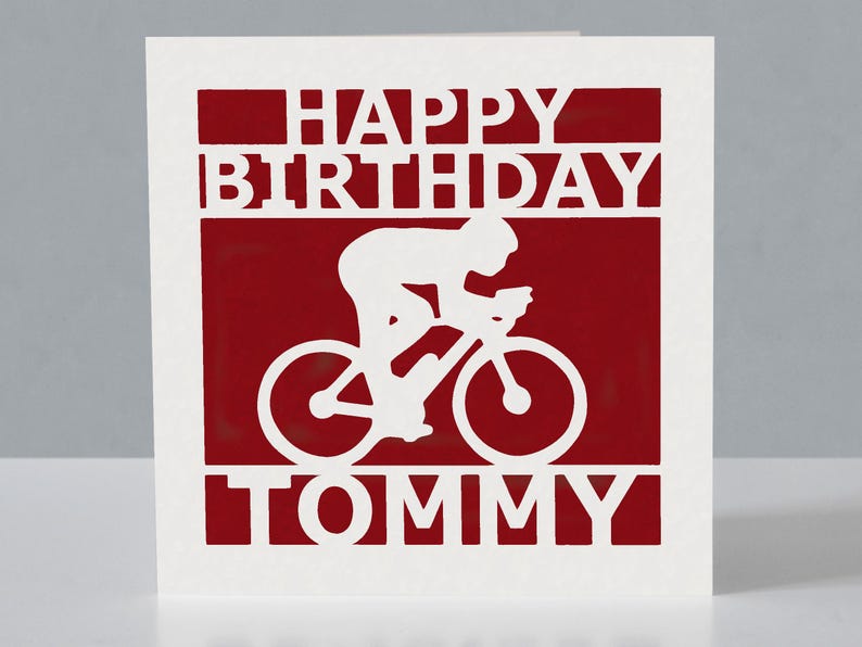 Carte d'anniversaire cycliste personnalisée pour cycliste - carte de voeux cycliste en papier découpé image 5